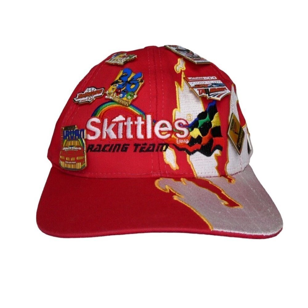 Vintage Nascar Hat Skittles Racing Team Ernie Irvan Hat With 8 Pins‎ Talladega